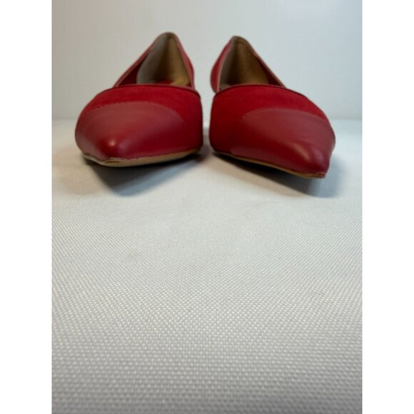 Franco Sarto Darcy Pumps Womens Size 8.5 Red Suede Pointed Toe Kitten Heel Shoes - Picture 5 of 13